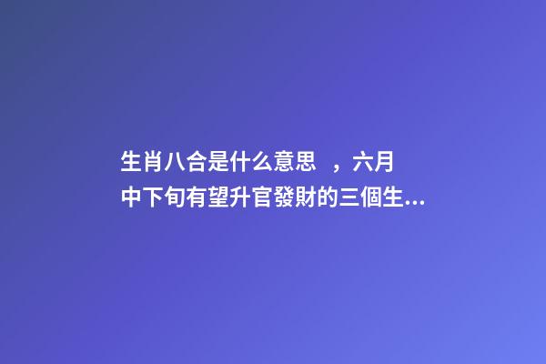 生肖八合是什么意思，六月中下旬有望升官發財的三個生肖!